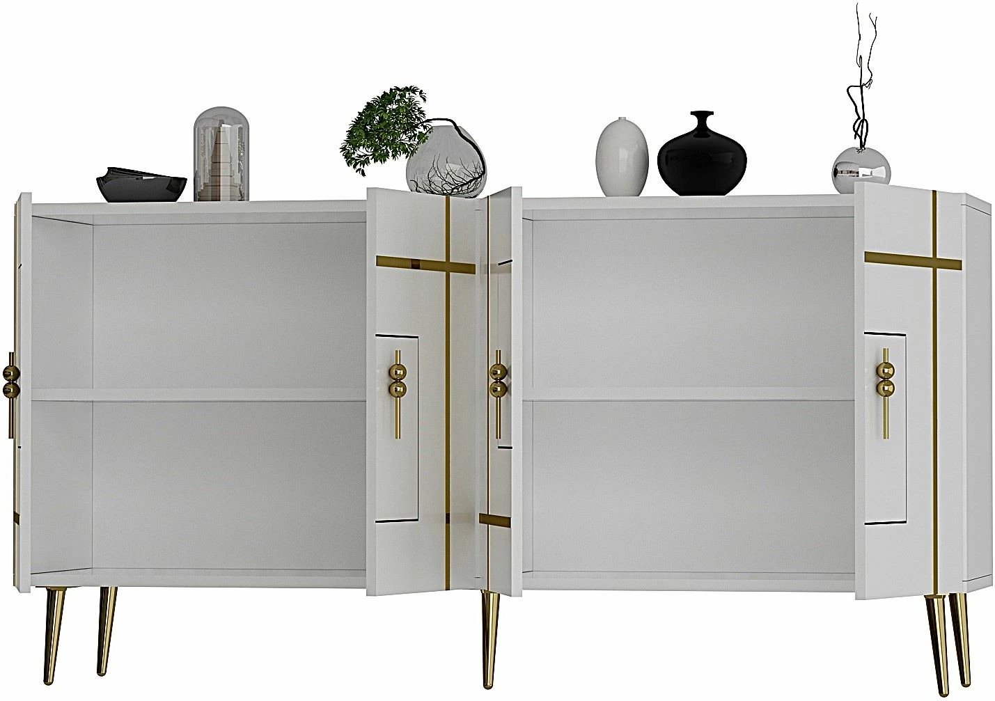 Konsol Skye Decor, Line KB150, e bardhë, ari