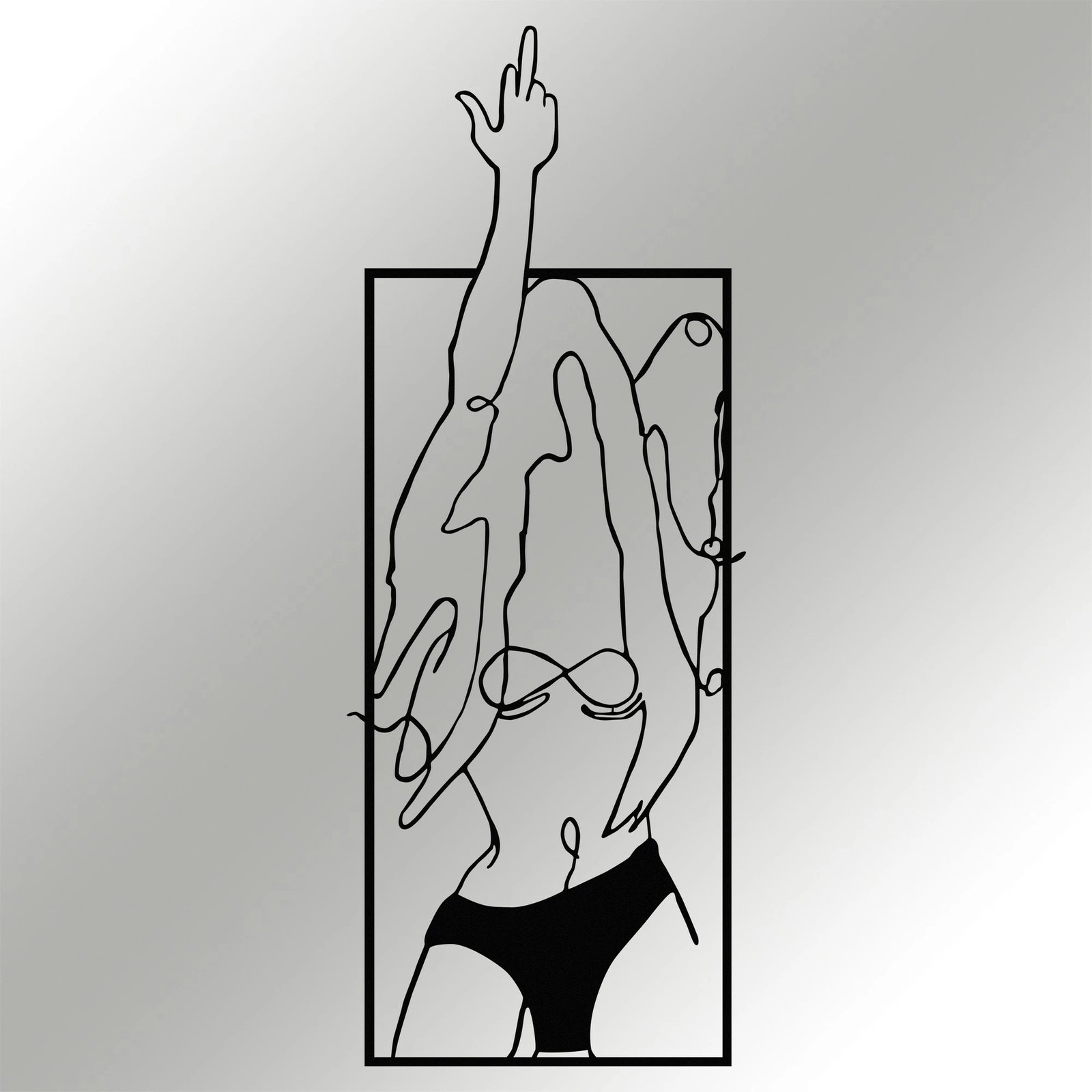 Aksesor dekorativ metalik për mur, Wallity, grua moderne, 24x63cm