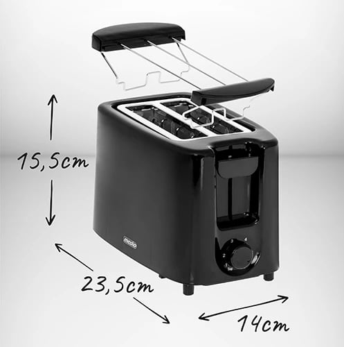 Toster, Adler, MS 3220, 2 feta, 900W, 6 nivele pjekjeje, ngrohës bulkash, zi Toster, Adler, MS 3220, 2 feta, 900W, 6 nivele pjekjeje, ngrohës bulkash, zi