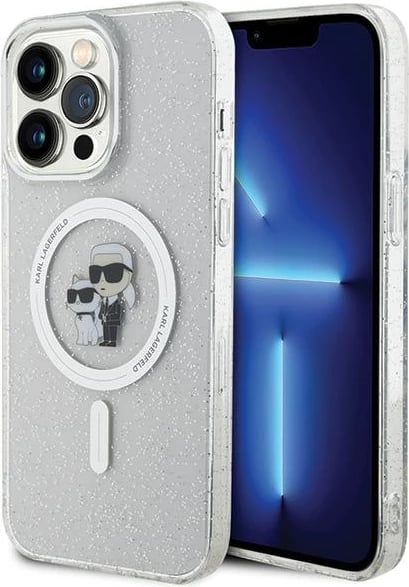 Mbështjellës Karl Lagerfeld KLHMP14XHGKCNOT për iPhone 14 Pro Max 6.7", transparent, Glitter MagSafe