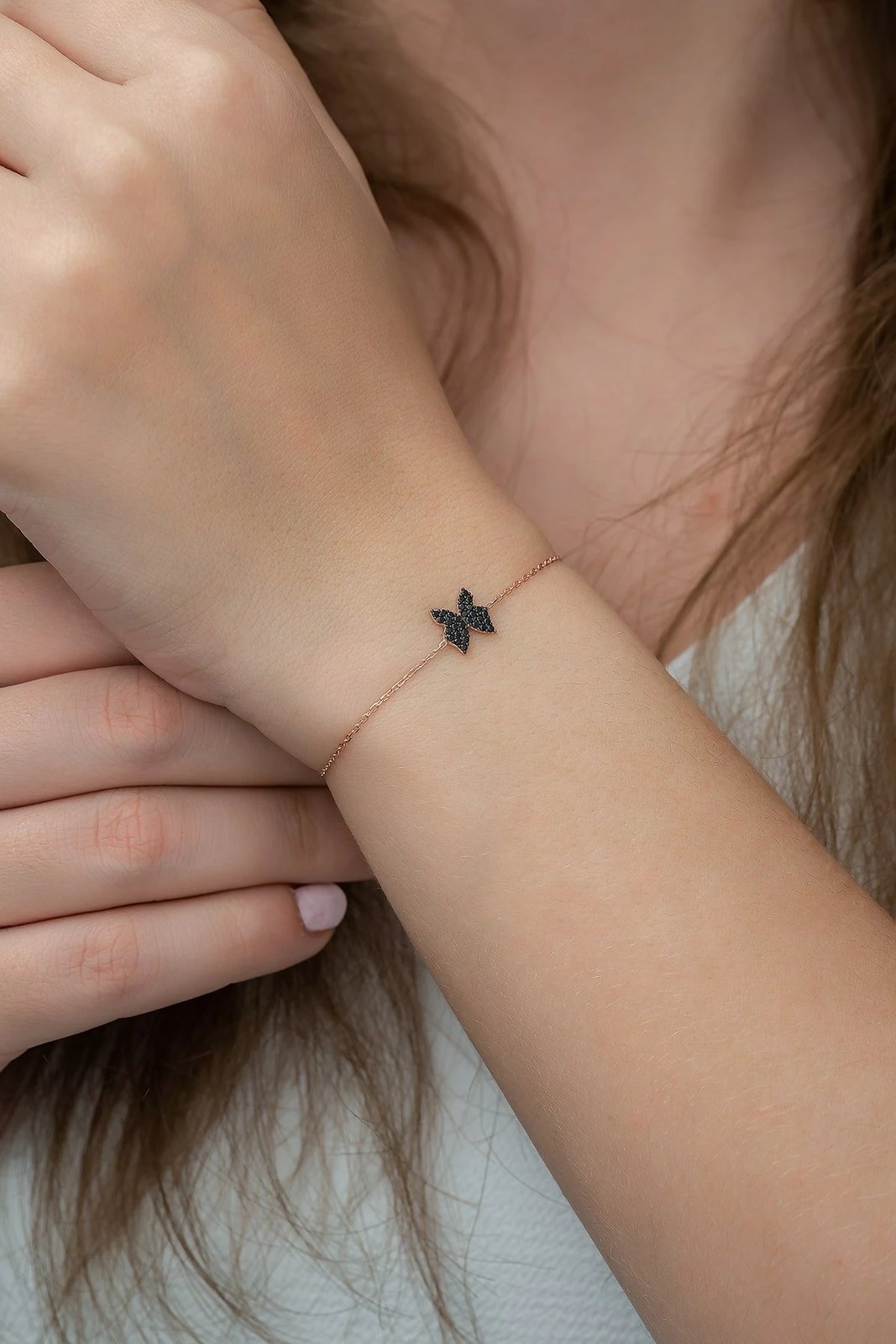 Byzylyk argjendi Jumeon, ngjyrë rozë e zezë, TRDYL761