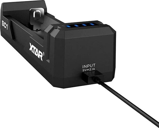 Karikues baterish XTAR SC1, për Li-Ion, i zi