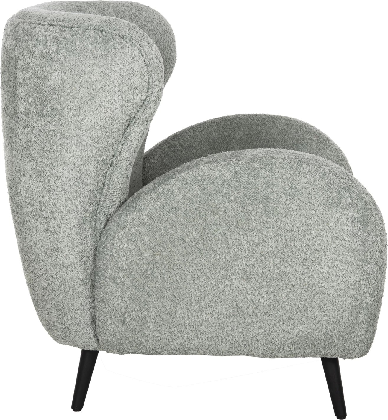 Fotelje KRYLY FH9593.05, ngjyrë jeshile bizele, pëlhurë boucle, këmbë druri të zeza, 83x87x89H cm