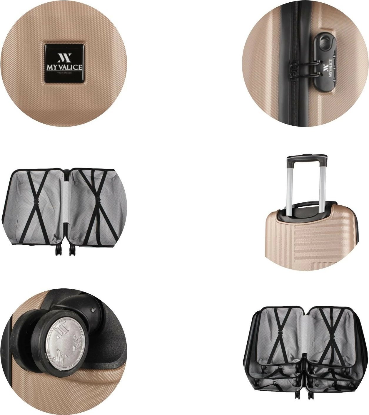 Set valixhesh (2 copë), ngjyrë ari, Zoozie Bags, 8302