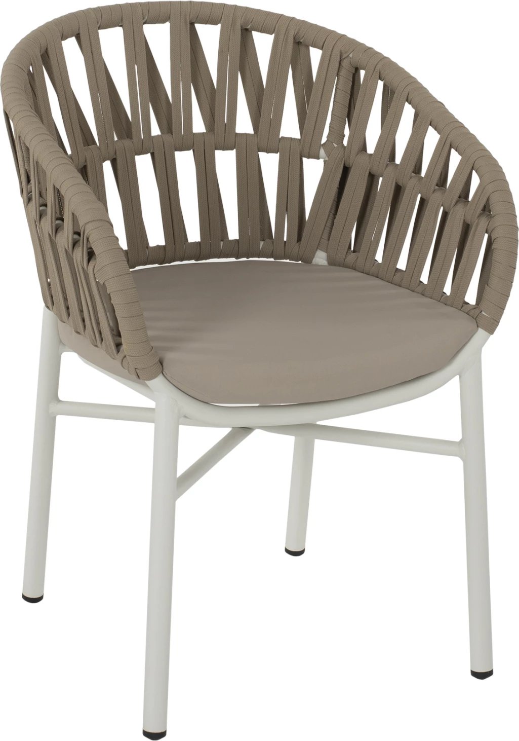 Karrige alumini e bardhë me litar bezhë 57x56x78 cm.FH5857.02