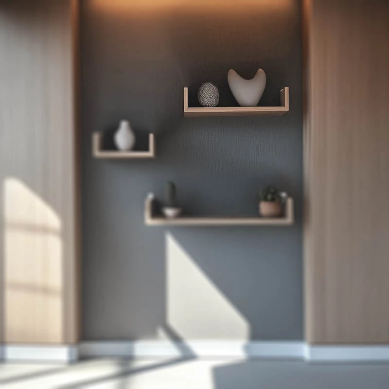 Raft muri Derva, ngjyrë lisi, 45x15x10cm