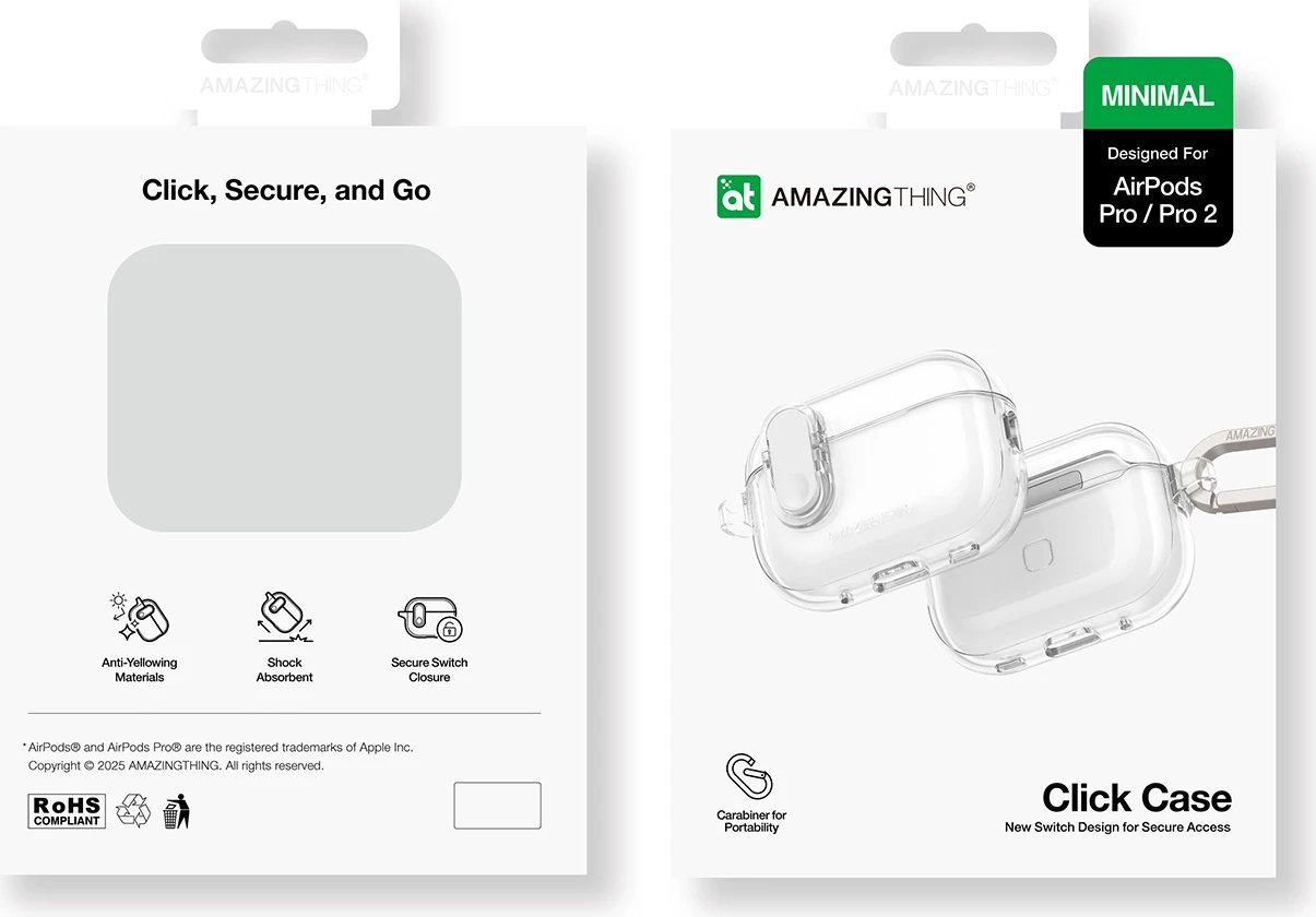 Mbështjellës AmazingThing Minimal për AirPods Pro 2, silikon, transparent