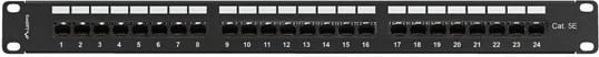 Patch panel LANBERG 24 porta, 1U, 19 inç, kat.5E, me organizer kabllash, zi