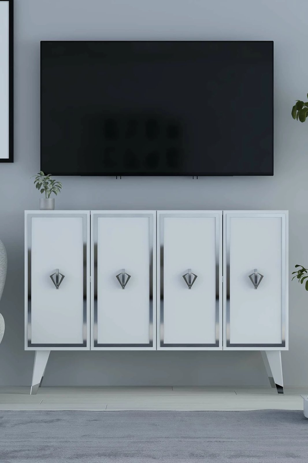 Konsol Skye Decor, 8177KM-32, e bardhë, argjend