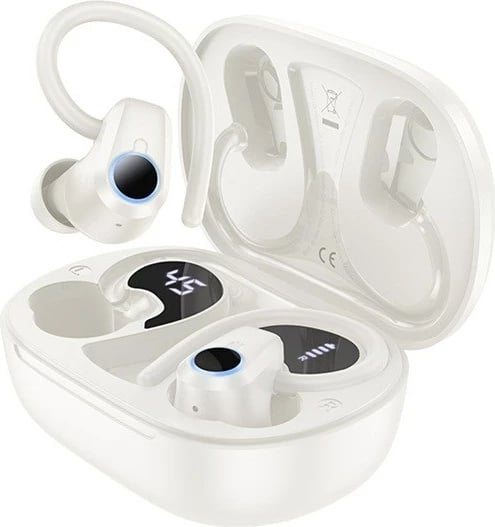 Kufje wireless HOCO EQ8 Pure Joy, in-ear, Bluetooth 5.3, me kuti karikimi, e bardhë
