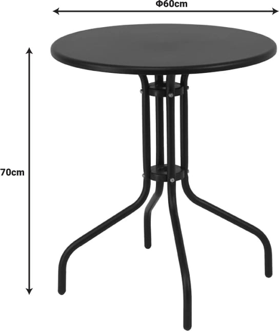 Tavolinë me karrige për terasë, ngjyrë kafe, Φ60x70cm
