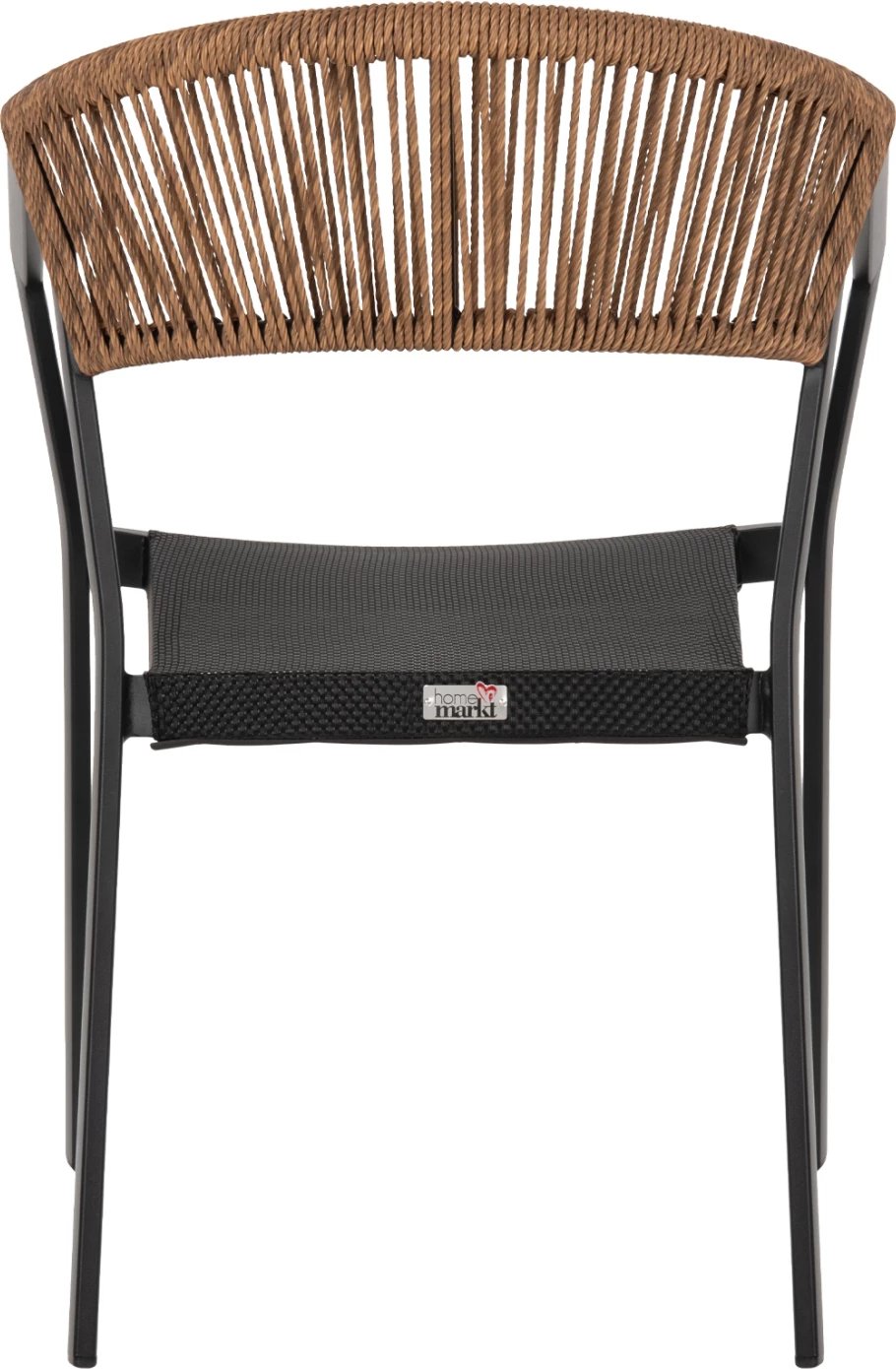 Karrige alumini FH5891.05, kornizë e zezë dhe tekstil, shpinë ratan bezhë, 57.5x59x81.5 cm