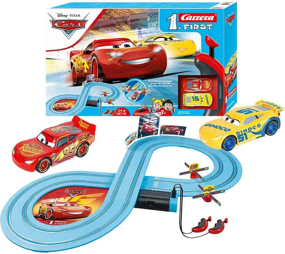 Set pistë garash slot, MILLY MALLY Carrera FIRST Cars Race of Friends 2.4 m, shkallë 1:50, me bateri, 2 makina, multingjyrësh