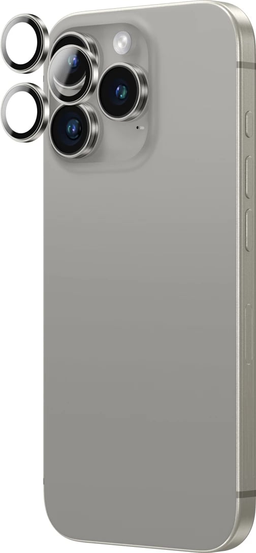 Mbështjellës kamerash AmazingThing AR Aluminum 3 Lens Glass me kornizë për iPhone 16 Pro / 16 Pro Max, Gri