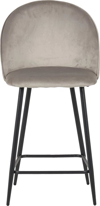 Karrige për bar Perch, kadife gri, këmbë metalike të zeza, 50x43x99cm, set prej 2 copash