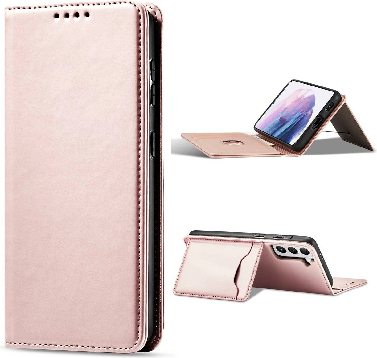 Mbështjellës Hurtel Magnet Card Case për Samsung Galaxy S22+, me kapak, xhep kartelash, rozë Mbështjellës Hurtel Magnet Card Case për Samsung Galaxy S22+, me kapak, xhep kartelash, rozë