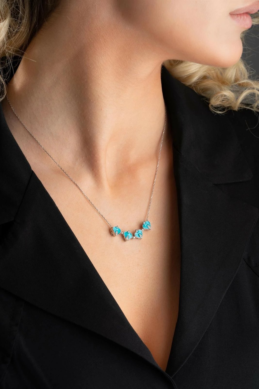 Qafore argjendi, ngjyrë argjendi-turkeze, Jumeon, NRZ999051 Qafore argjendi, ngjyrë argjendi-turkeze, Jumeon, NRZ999051