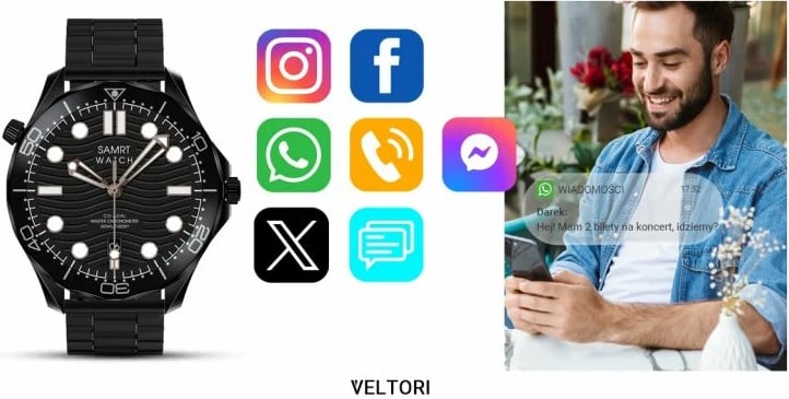 Smartwatch VELTORI unisex, e zezë
