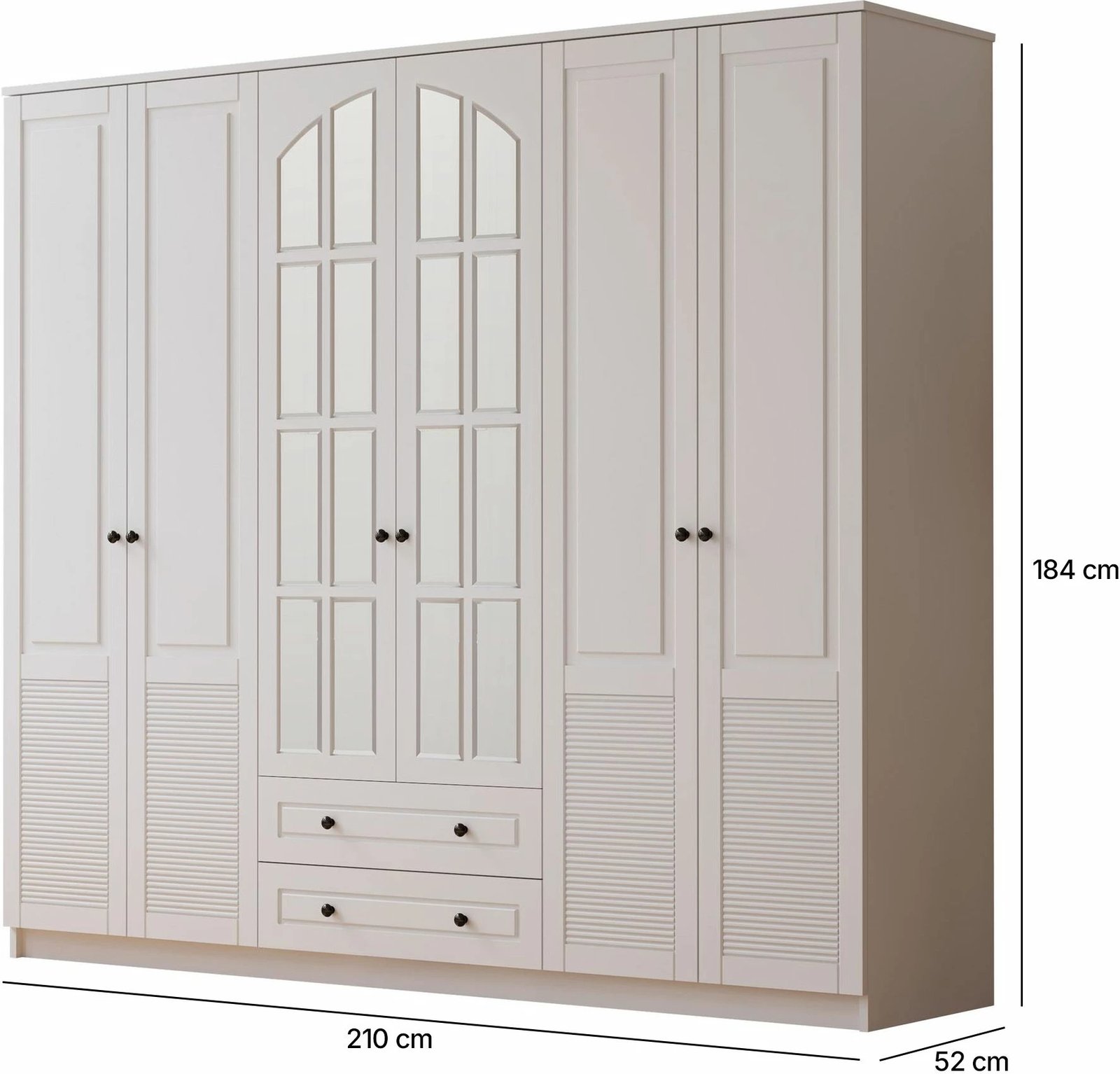Dollap Skye Decor, Rb-114, ngjyrë e bardhë mat, 210x184x52cm