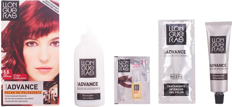 Ngjyrë flokësh LLONGUERAS Color Advance 6.6 e kuqe e errët intensive, unisex