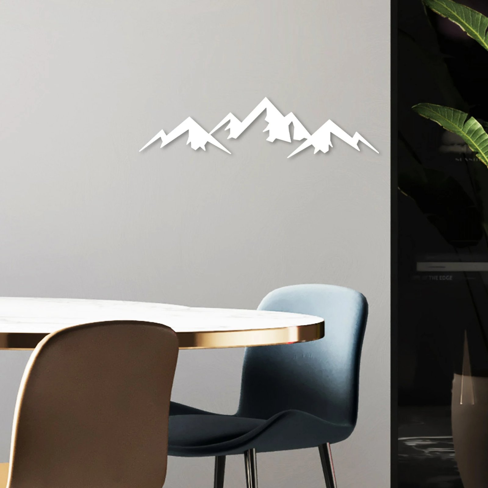 Aksesor dekorativ metalik për mur, Wallity, mal, i bardhë, 54x14cm