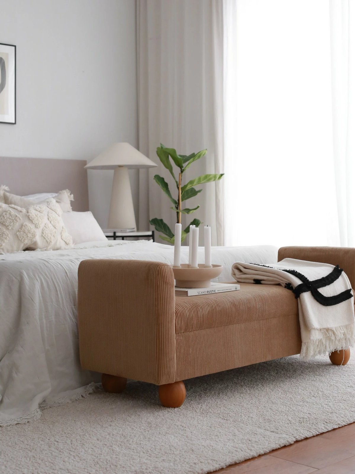 Bankë Atelier del Sofa, me sandik, ngjyrë camel