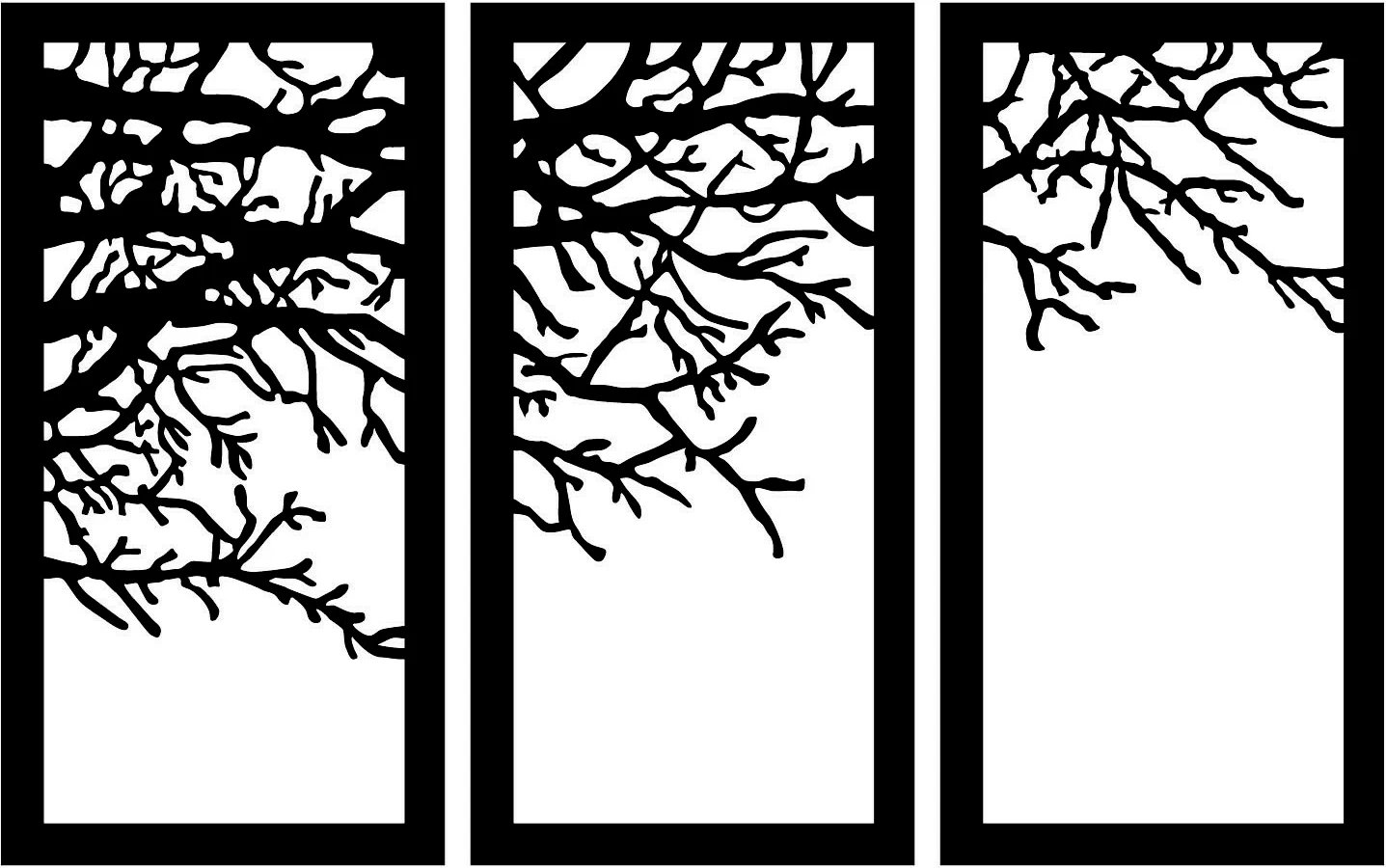 Aksesor dekorativ metalik për mur, Wallity Agaç 11, ngjyrë e zezë, 112x70cm