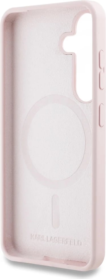 Mbështjellës Karl Lagerfeld Silicone Double Heads And Circle MagSafe për Samsung Galaxy S25, Rozë