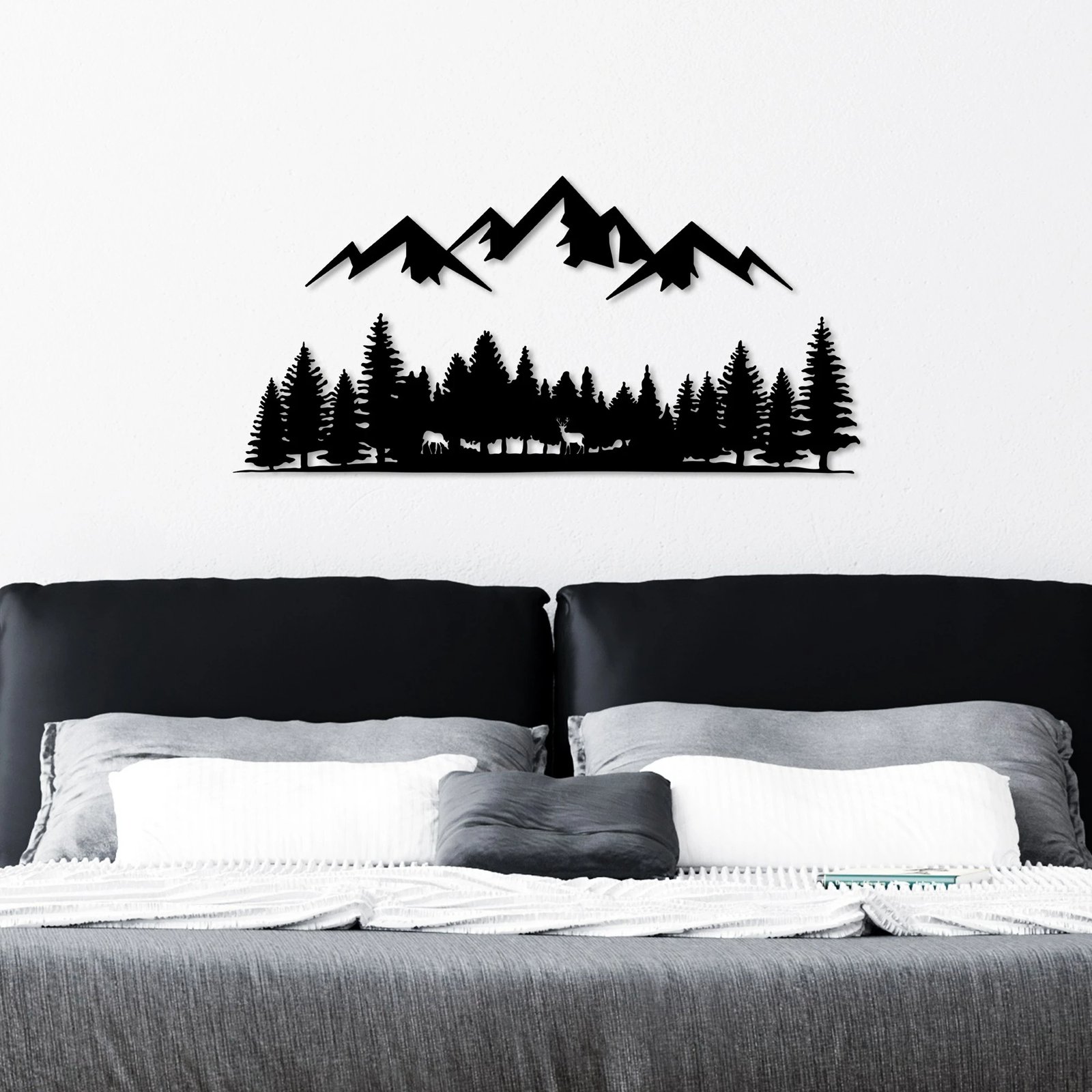 Aksesor dekorativ metalik për mur, Wallity, natyrë dhe male - 5