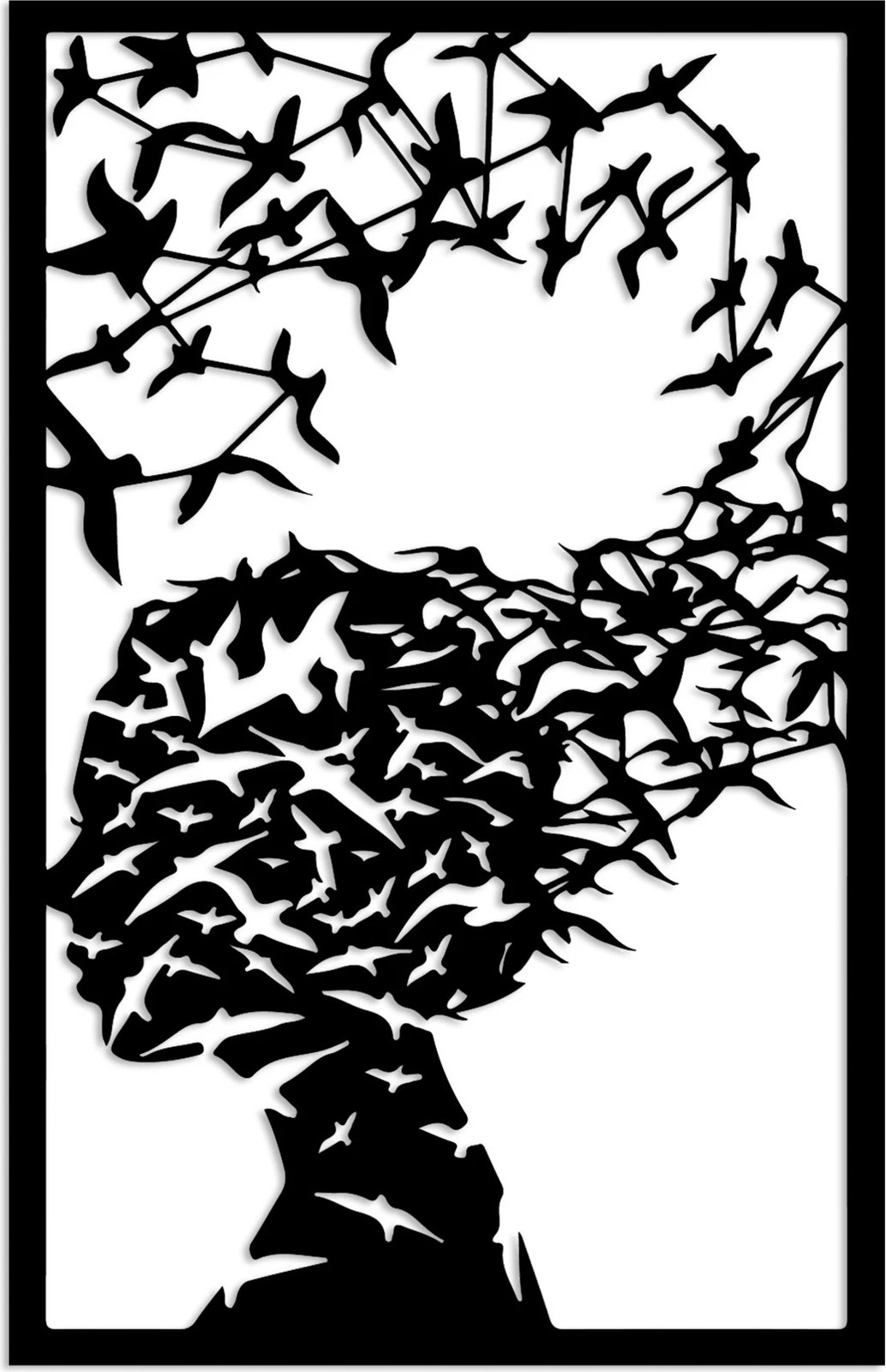 Aksesor muri dekorativ prej metali, Wallity Farfalla-1, ngjyrë e zezë, 45x70cm