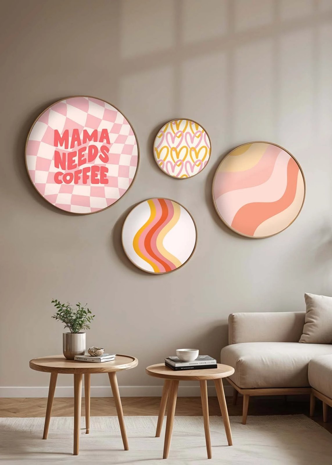 Set pikturash dekorative me kornizë MDF, 4 copë, Wallity, Huhu296