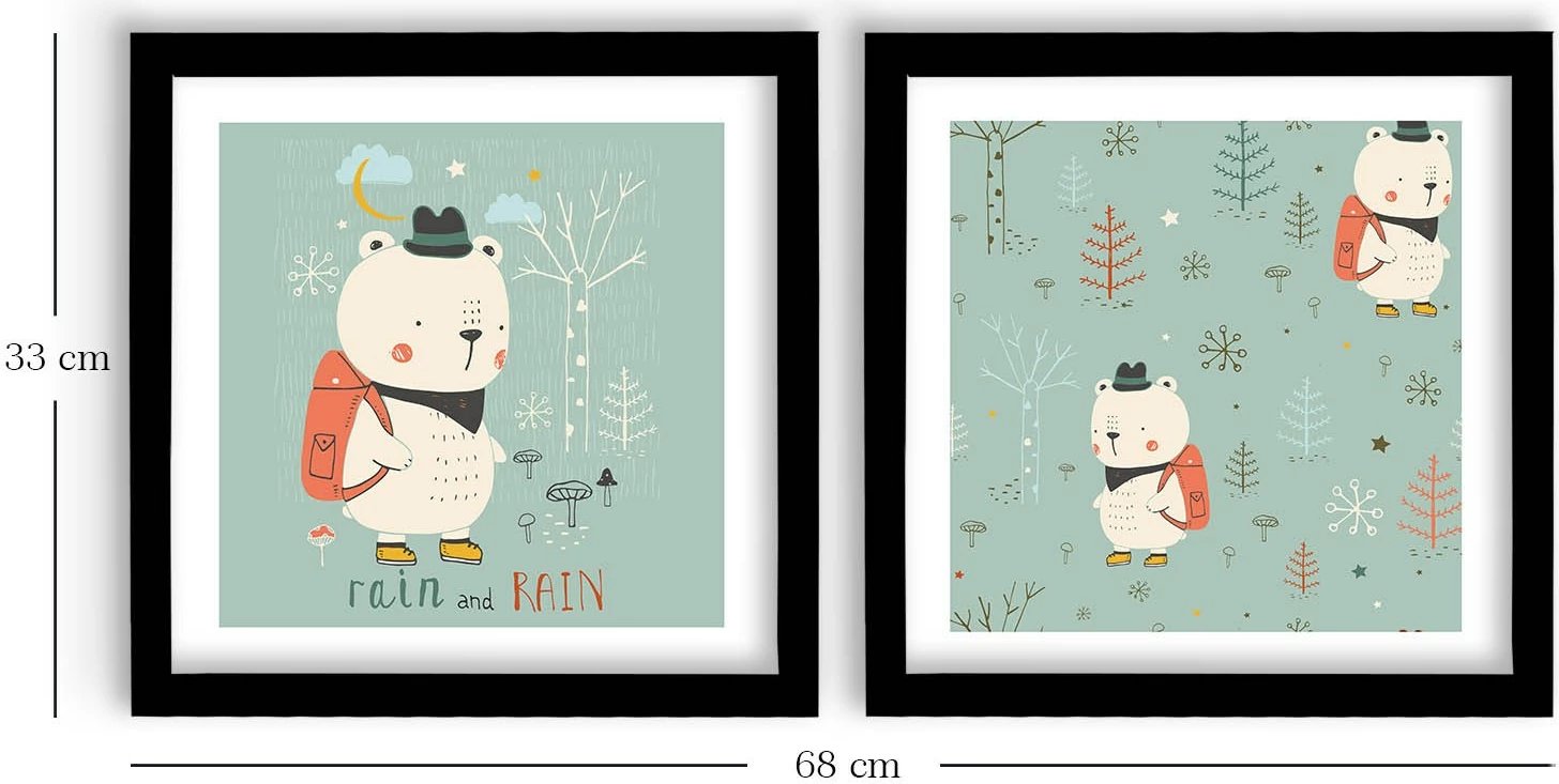 Piktura dekorative me kornizë MDF (2 copë), Wallity, 2P3333SCT-003