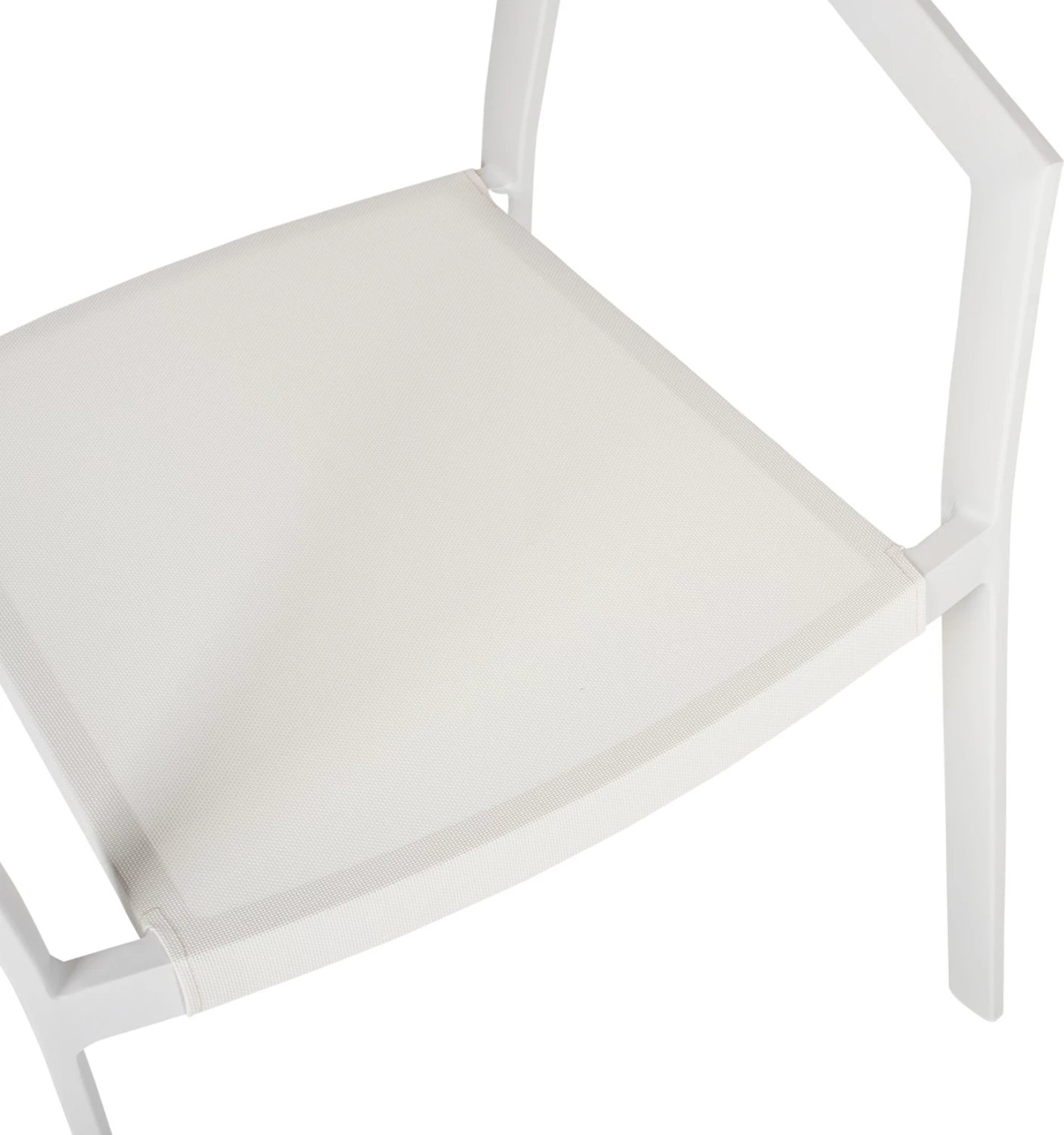 Karrige alumini FH5891.02, kornizë e bardhë dhe tekstilinë, mbështetëse ratan bezhë, 56x60x81.5 cm