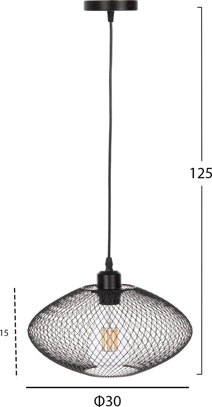 Llambë varëse tavani, rrjetë metali e zezë, FH4094, Φ30x125H cm Llambë varëse tavani, rrjetë metali e zezë, FH4094, Φ30x125H cm