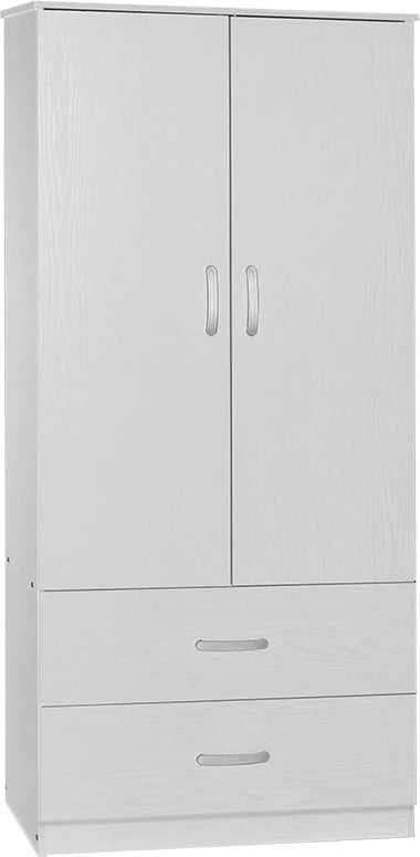 Dollap Zelia me 2 dyer dhe sirtarë, ngjyrë e bardhë, 79x42x180cm