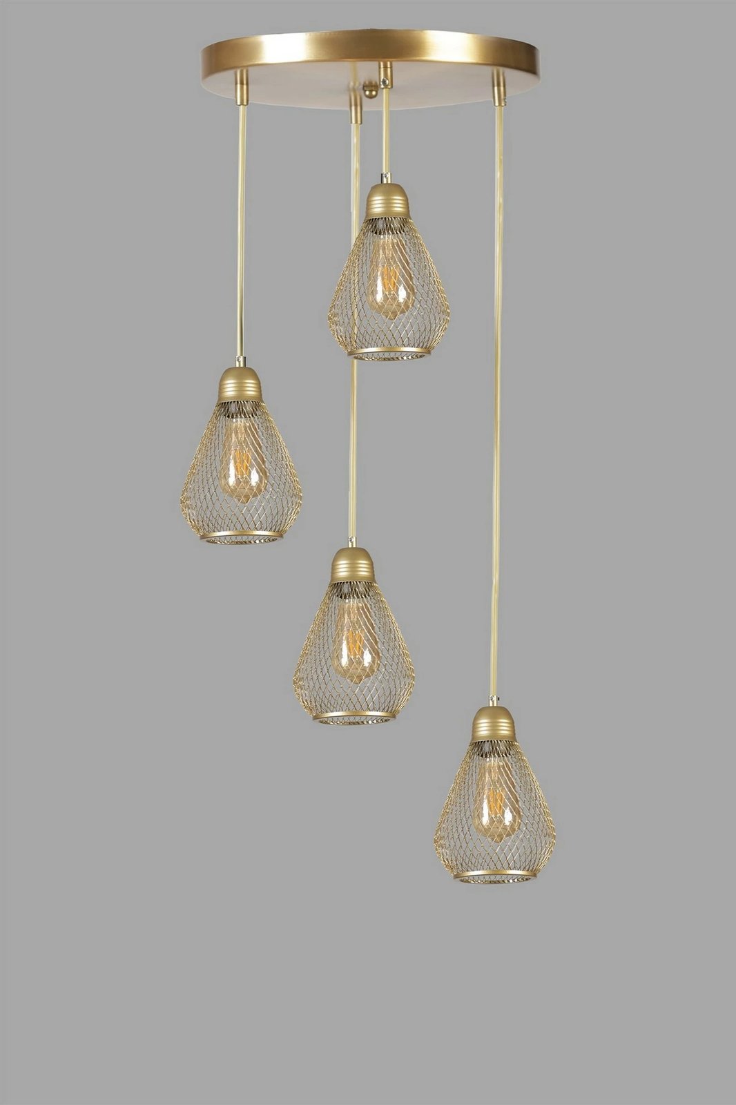 Llambë tavani Opviq, Armut 4-sh, ngjyrë ari, tepsi eskitme