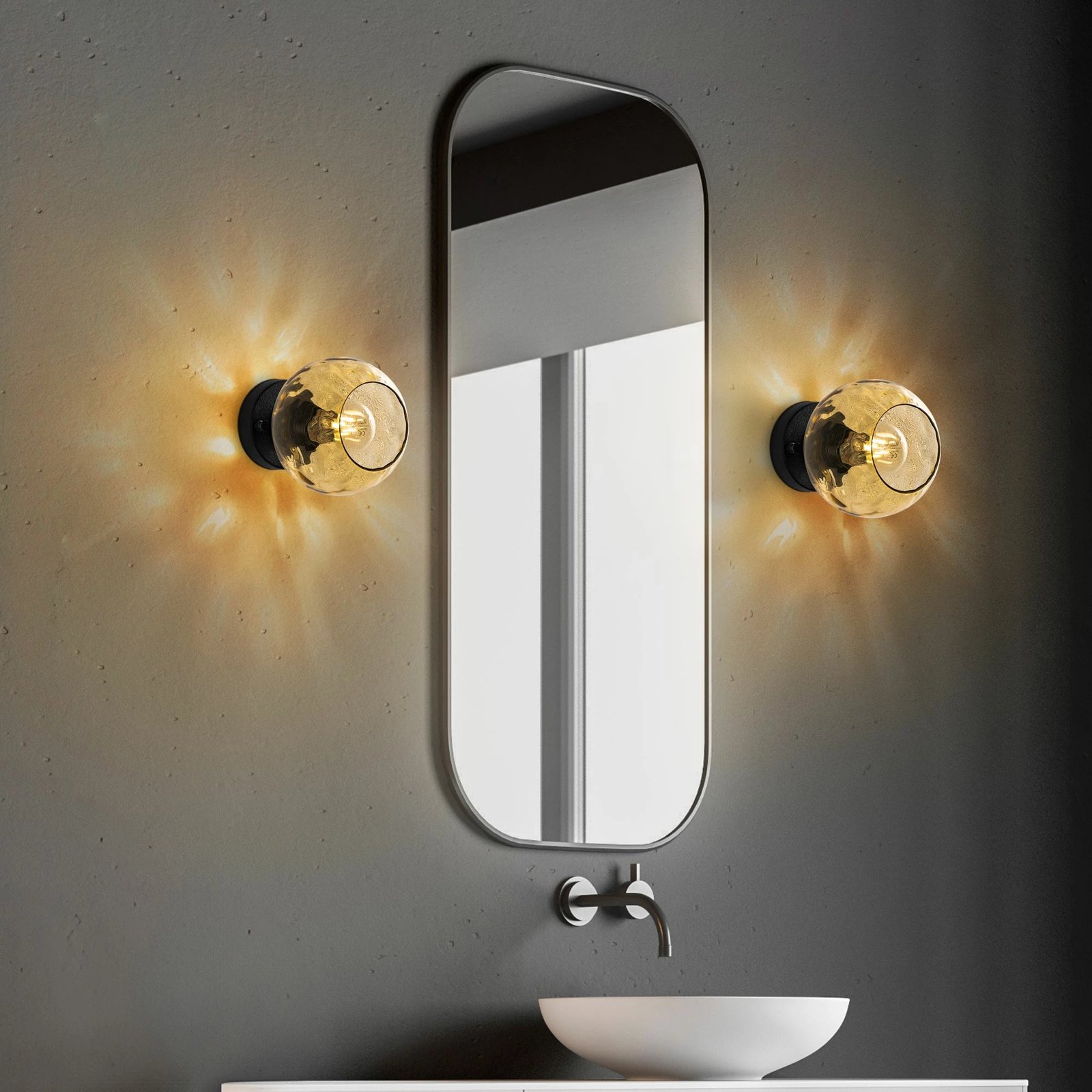 Llambë muri Opviq, Benek - 15 - 14394, metal e qelq, e verdhë dhe e zezë, 15x18x15 cm