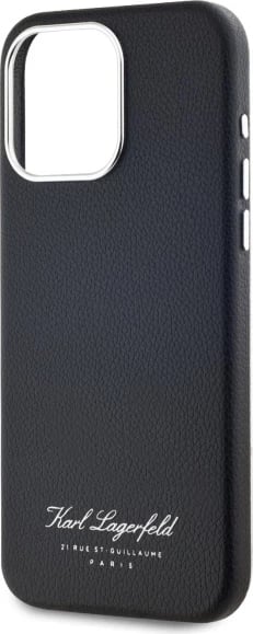 Mbështjellës Karl Lagerfeld Hotel RSG për iPhone 15 Pro Max, e zezë