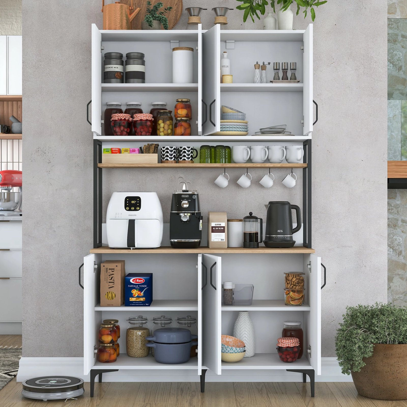 Dollap shumëfunksional Skye Decor, ngjyrë arre dhe e bardhë, JE173 - 3399