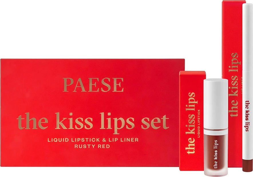 Set Buzëkuq dhe Laps për buzë Paese 04 Rusty Red për femra, 2 copë