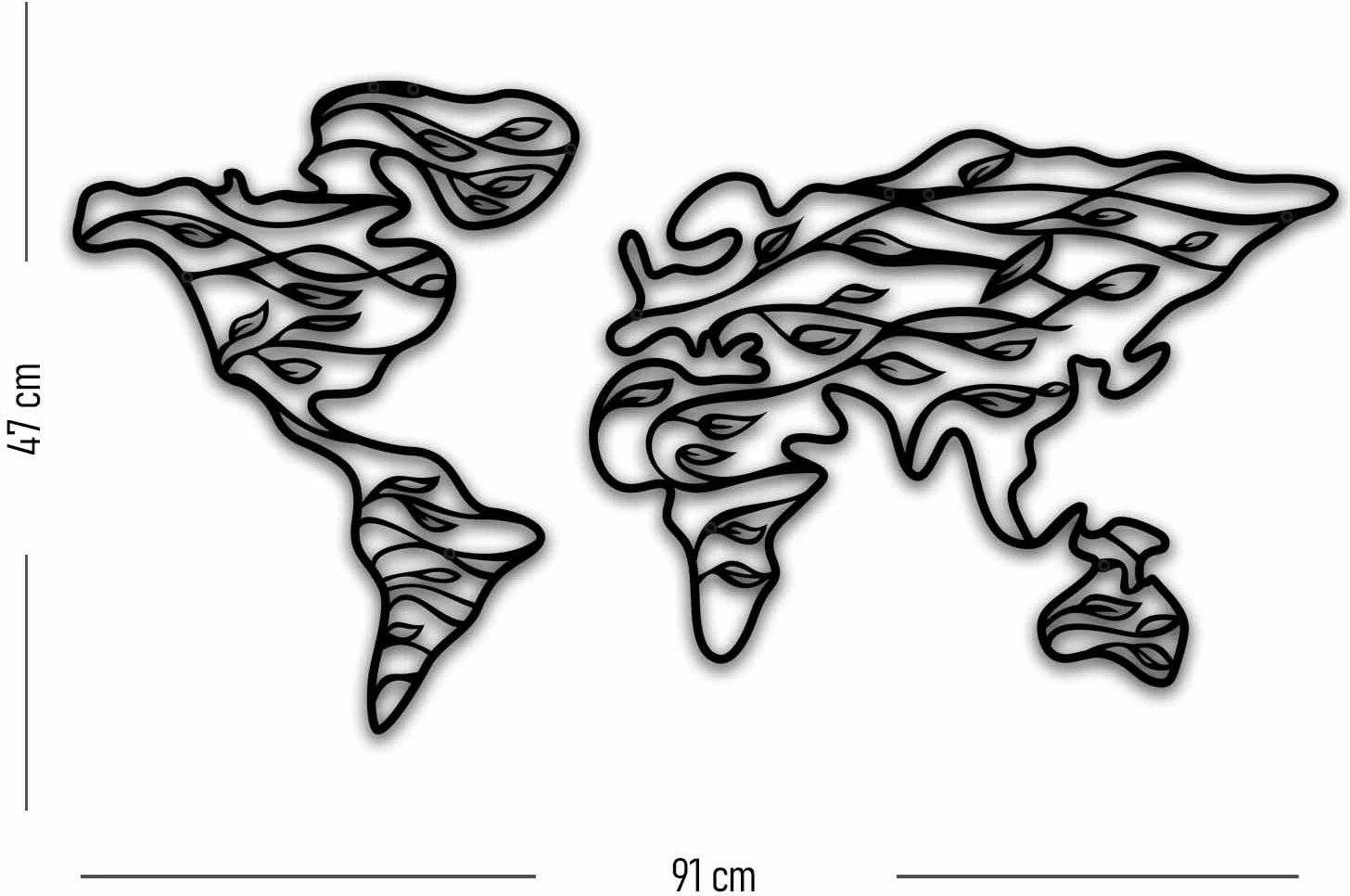 Aksesor dekorativ metalik për mur Wallity, MT - 014, ngjyrë e zezë, 91x47cm