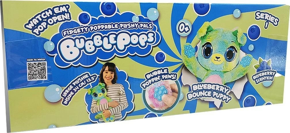 lodër pelushi aromatike Bubble Pops PT-2312004/2, qenush, 34 cm, putra me pop, shumëngjyrëshe