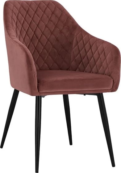 Karrige me krahë CHARLES FH8522.02 me kadife ngjyrë rozë e pluhurosur 52x60x89 cm., set prej 2 copë