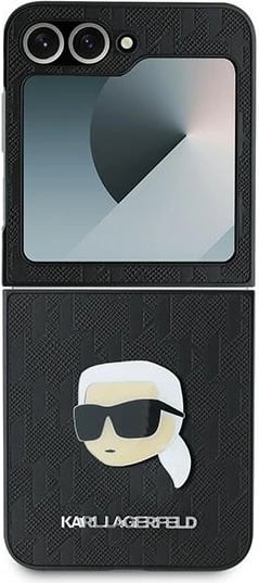 Mbështjellës Karl Lagerfeld Saffiano Monogram Head Pin për Samsung Galaxy Z Flip 6, i zi