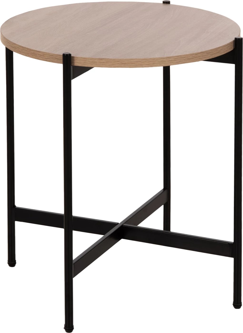 Tavolinë anësore FH9589.03 MDF SONOMA-Bazë metalike e zezë Φ50x55Hcm