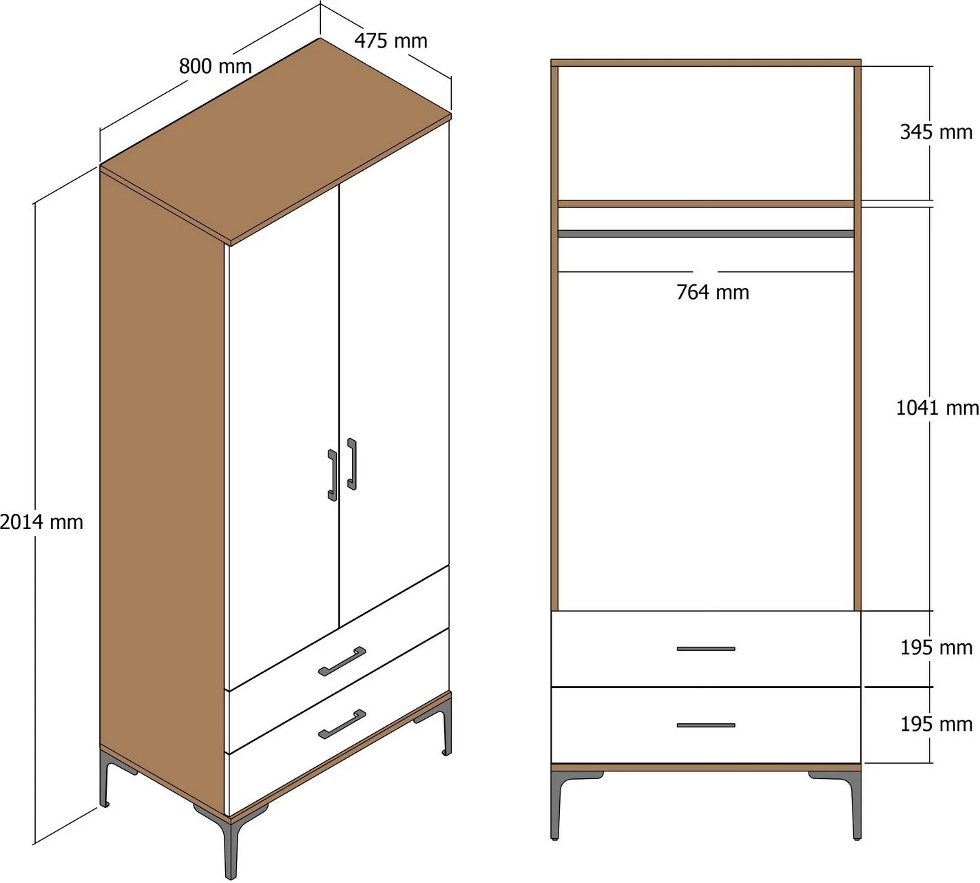 Dollap Hanah Home, Kumsal T, ngjyrë arre dhe krem