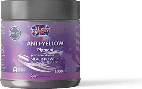 Maskë për flokë Ronney Anti-Yellow Silver Power Professional për femra, 1000ml
