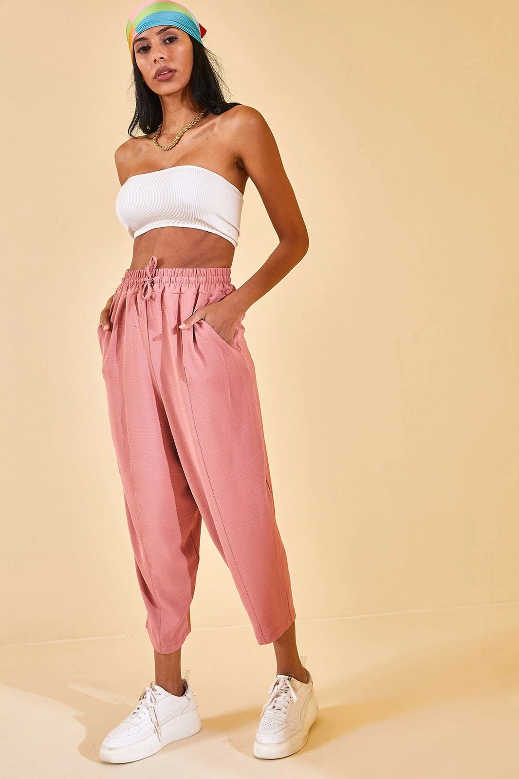 Pantallona për gra, ngjyrë dusty rose, Jumeon X125950