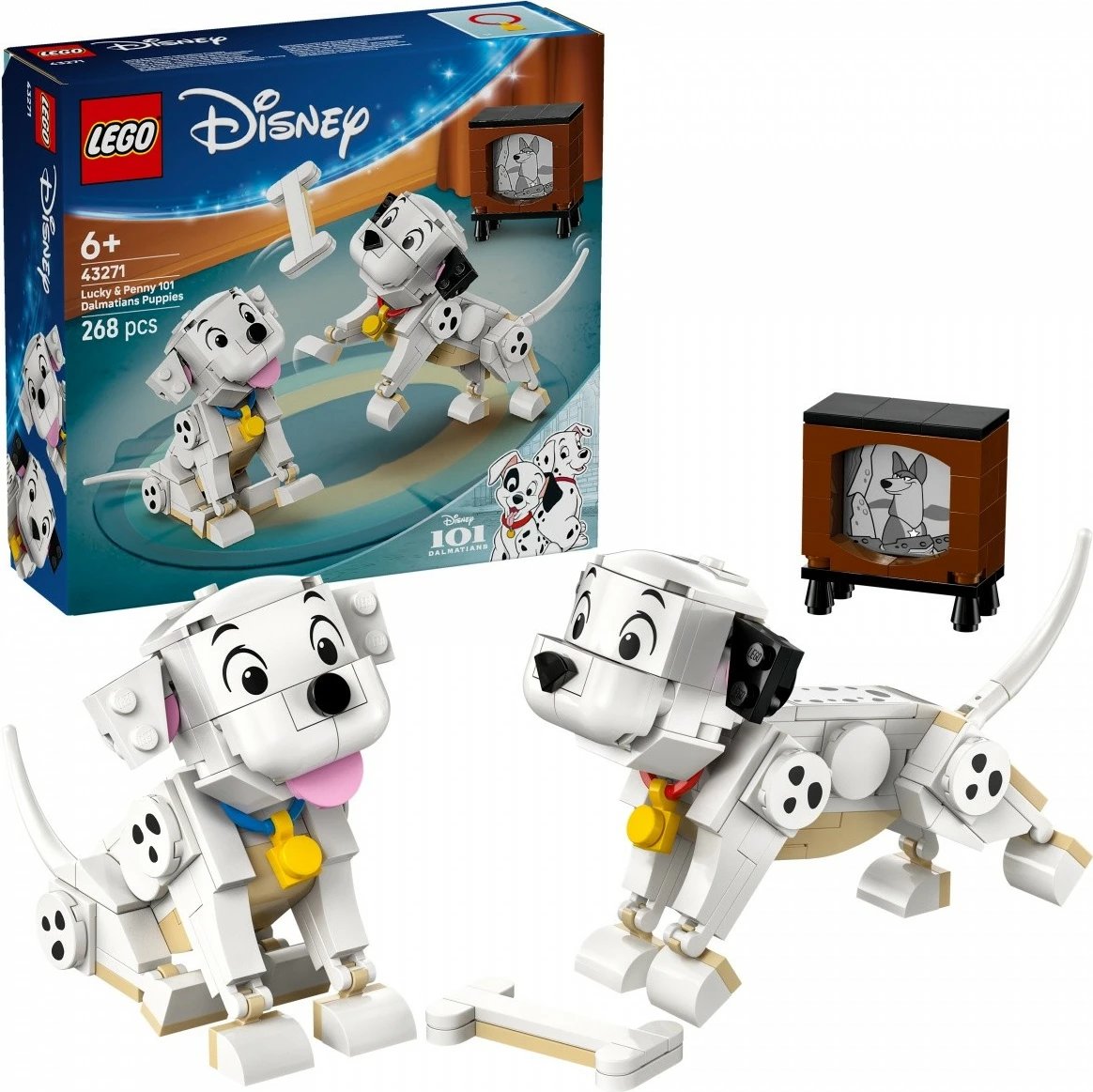 Set ndërtimi LEGO Disney 43271, 101 Dalmatët, Lucky & Penny, 268 pjesë
