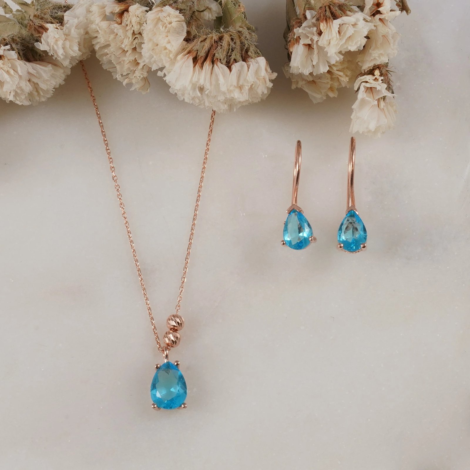 Set varëse dhe vathë argjendi, ngjyrë ari rozë dhe kaltër, Jumeon, 11417MAVI